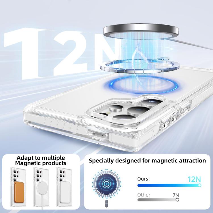 For Samsung Galaxy S24 Ultra 5G Crystal Shield Clear Magnetic Acrylic Hybrid TPU Phone Case