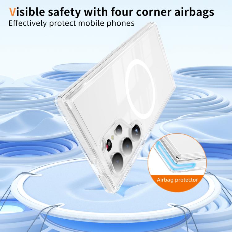 For Samsung Galaxy S24 Ultra 5G Crystal Shield Clear Magnetic Acrylic Hybrid TPU Phone Case