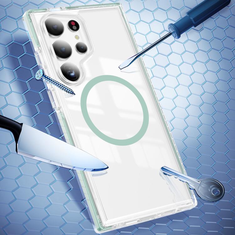 For Samsung Galaxy S24 Ultra 5G Crystal Shield Clear Magnetic Acrylic Hybrid TPU Phone Case