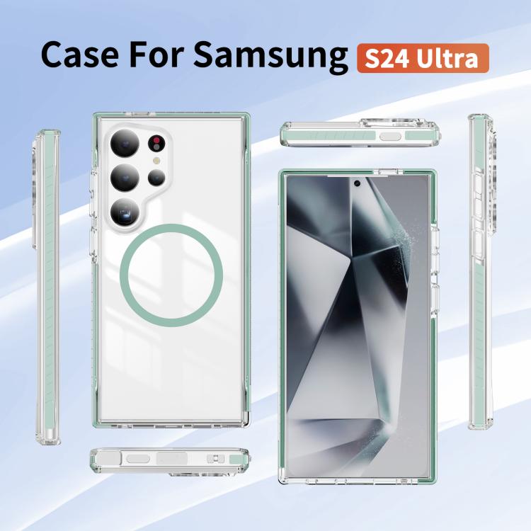 For Samsung Galaxy S24 Ultra 5G Crystal Shield Clear Magnetic Acrylic Hybrid TPU Phone Case
