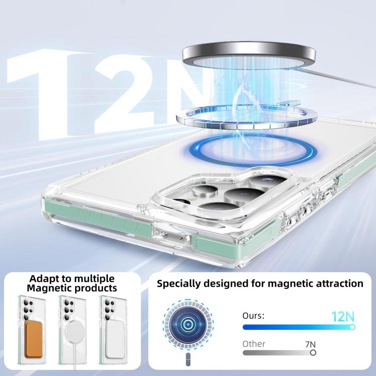 For Samsung Galaxy S24 Ultra 5G Crystal Shield Clear Magnetic Acrylic Hybrid TPU Phone Case