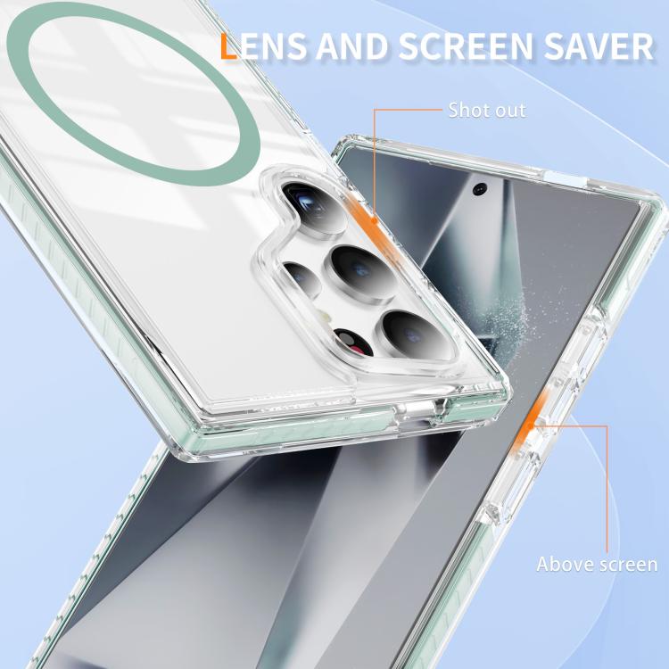 For Samsung Galaxy S24 Ultra 5G Crystal Shield Clear Magnetic Acrylic Hybrid TPU Phone Case