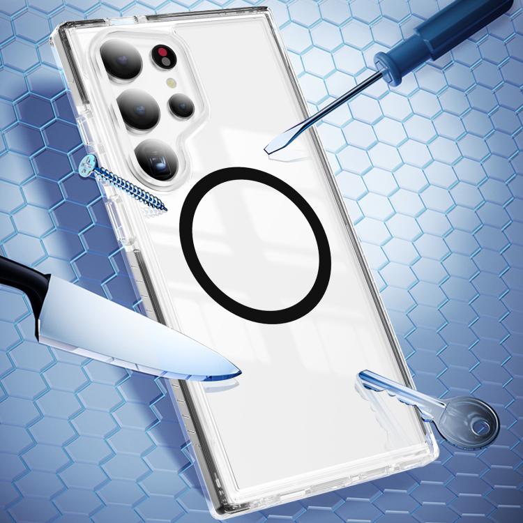 For Samsung Galaxy S24 Ultra 5G Crystal Shield Clear Magnetic Acrylic Hybrid TPU Phone Case