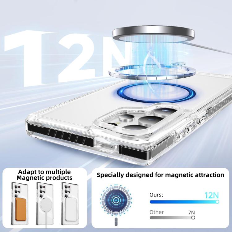 For Samsung Galaxy S24 Ultra 5G Crystal Shield Clear Magnetic Acrylic Hybrid TPU Phone Case