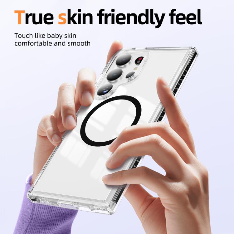 For Samsung Galaxy S24 Ultra 5G Crystal Shield Clear Magnetic Acrylic Hybrid TPU Phone Case