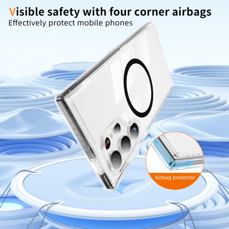 For Samsung Galaxy S24 Ultra 5G Crystal Shield Clear Magnetic Acrylic Hybrid TPU Phone Case