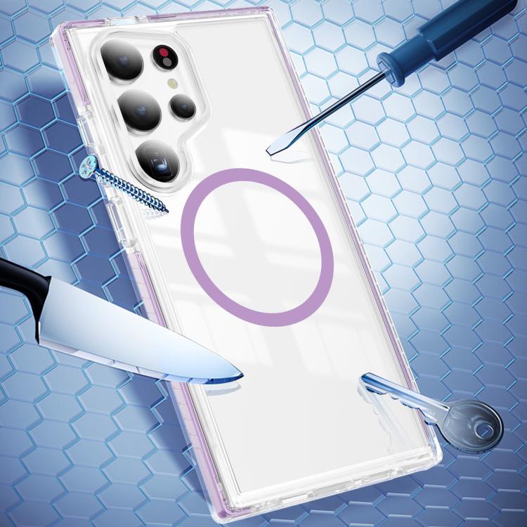 For Samsung Galaxy S24 Ultra 5G Crystal Shield Clear Magnetic Acrylic Hybrid TPU Phone Case