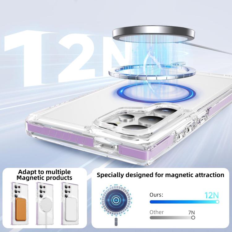 For Samsung Galaxy S24 Ultra 5G Crystal Shield Clear Magnetic Acrylic Hybrid TPU Phone Case