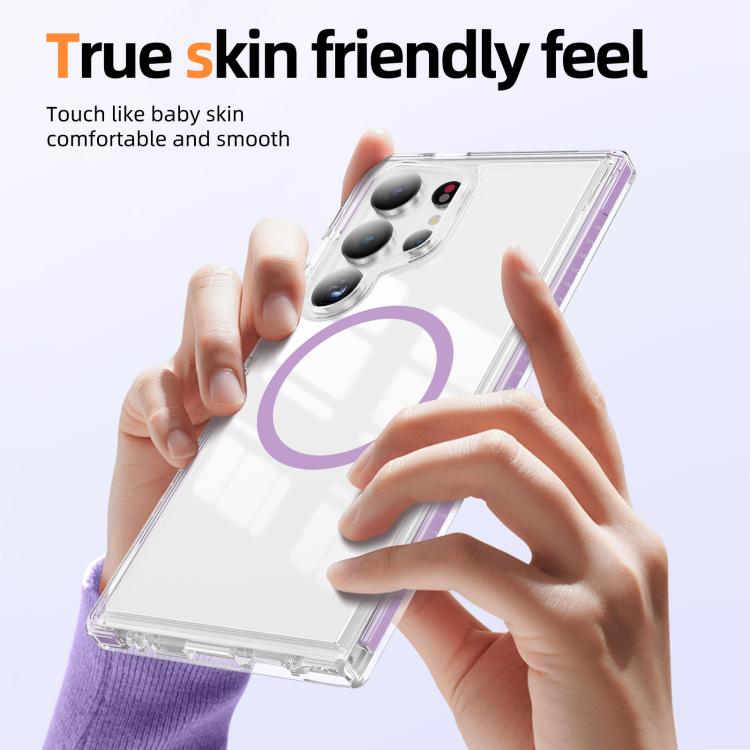 For Samsung Galaxy S24 Ultra 5G Crystal Shield Clear Magnetic Acrylic Hybrid TPU Phone Case
