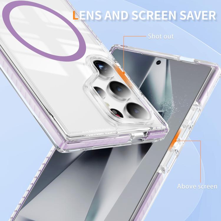For Samsung Galaxy S24 Ultra 5G Crystal Shield Clear Magnetic Acrylic Hybrid TPU Phone Case