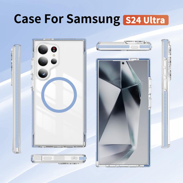 For Samsung Galaxy S24 Ultra 5G Crystal Shield Clear Magnetic Acrylic Hybrid TPU Phone Case