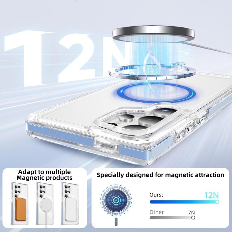 For Samsung Galaxy S24 Ultra 5G Crystal Shield Clear Magnetic Acrylic Hybrid TPU Phone Case