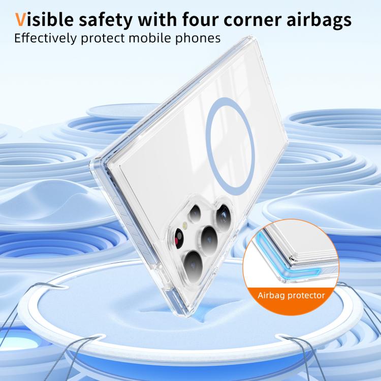 For Samsung Galaxy S24 Ultra 5G Crystal Shield Clear Magnetic Acrylic Hybrid TPU Phone Case