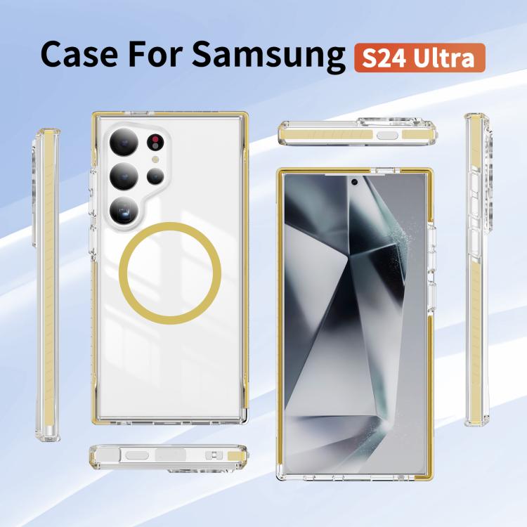 For Samsung Galaxy S24 Ultra 5G Crystal Shield Clear Magnetic Acrylic Hybrid TPU Phone Case