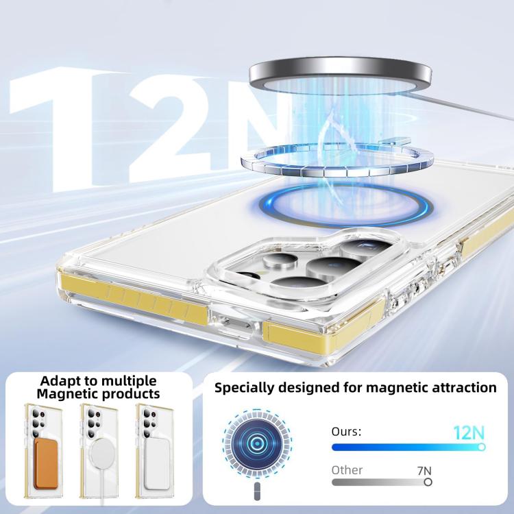 For Samsung Galaxy S24 Ultra 5G Crystal Shield Clear Magnetic Acrylic Hybrid TPU Phone Case