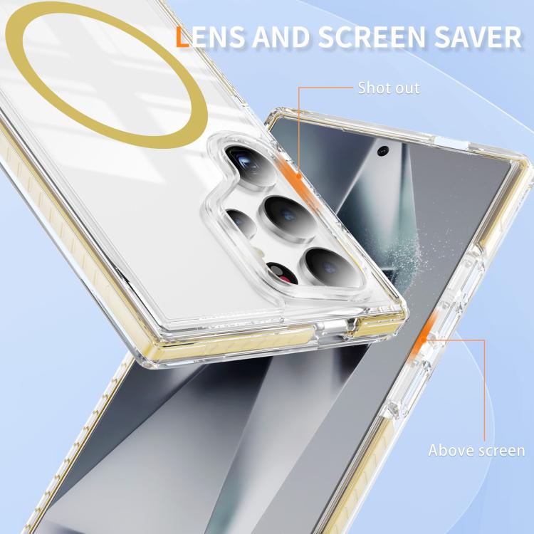 For Samsung Galaxy S24 Ultra 5G Crystal Shield Clear Magnetic Acrylic Hybrid TPU Phone Case