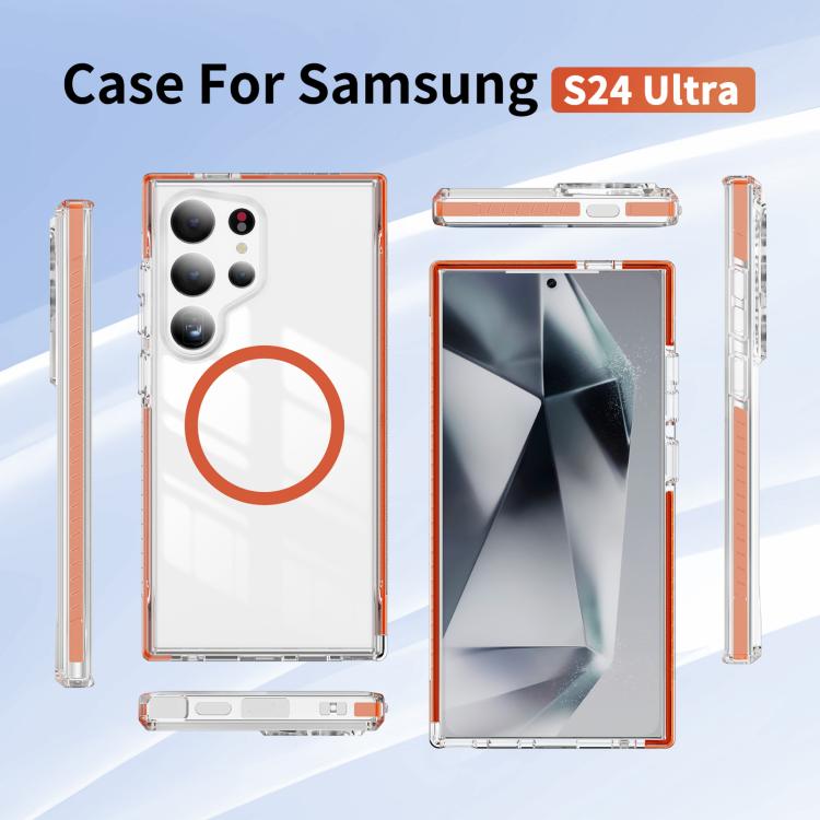 For Samsung Galaxy S24 Ultra 5G Crystal Shield Clear Magnetic Acrylic Hybrid TPU Phone Case