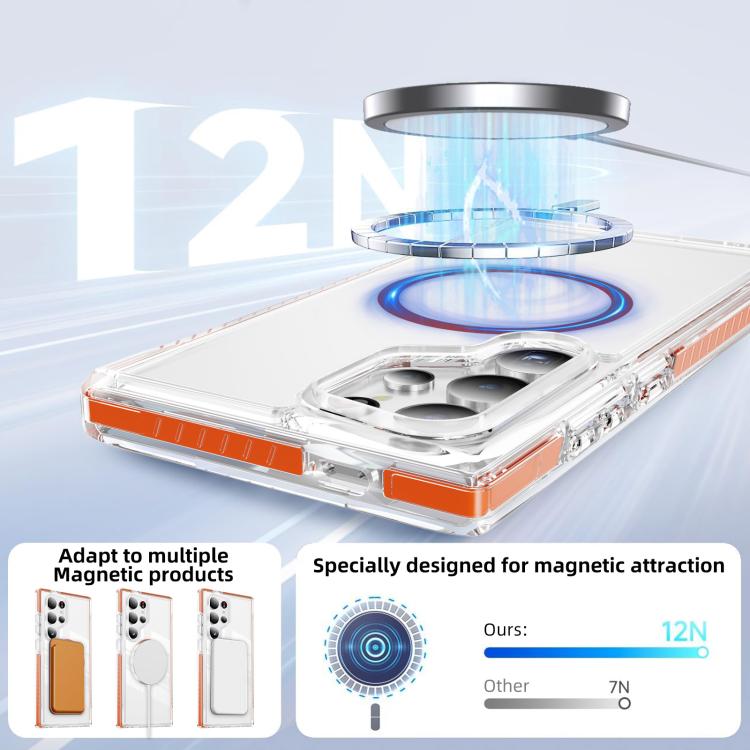 For Samsung Galaxy S24 Ultra 5G Crystal Shield Clear Magnetic Acrylic Hybrid TPU Phone Case