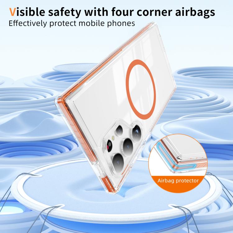 For Samsung Galaxy S24 Ultra 5G Crystal Shield Clear Magnetic Acrylic Hybrid TPU Phone Case