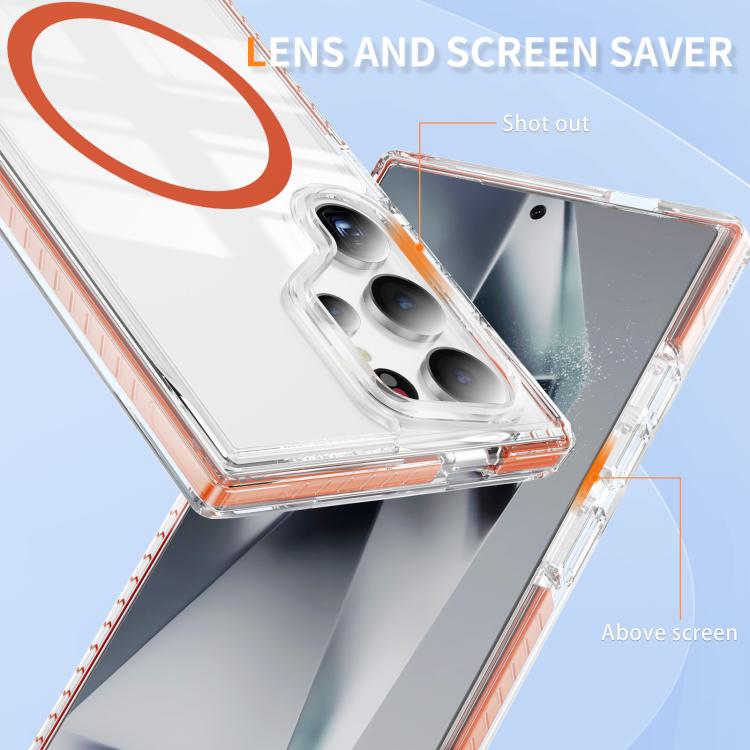 For Samsung Galaxy S24 Ultra 5G Crystal Shield Clear Magnetic Acrylic Hybrid TPU Phone Case