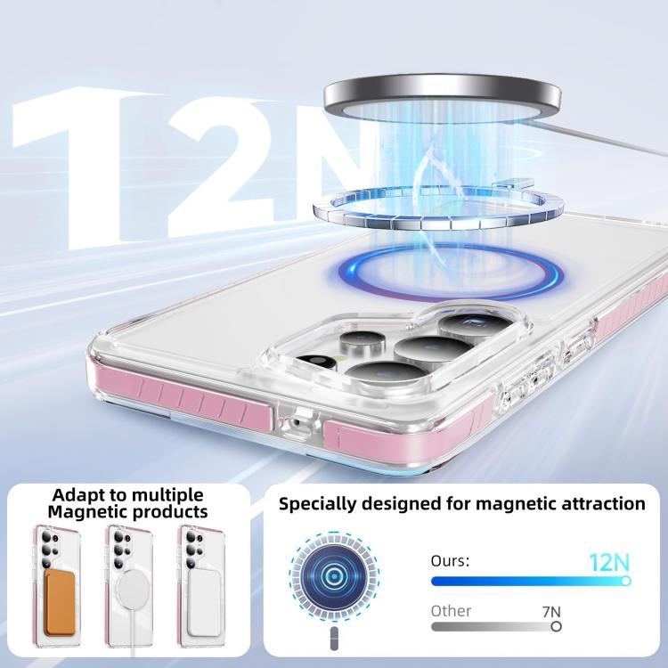 For Samsung Galaxy S25 Ultra 5G Crystal Shield Clear Magnetic Acrylic Hybrid TPU Phone Case