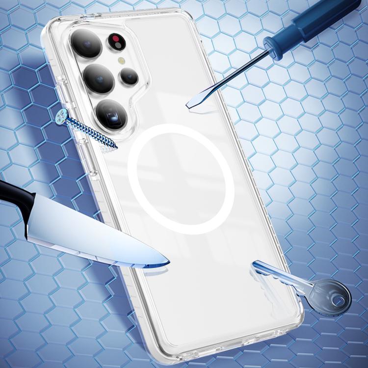 For Samsung Galaxy S25 Ultra 5G Crystal Shield Clear Magnetic Acrylic Hybrid TPU Phone Case