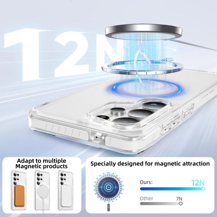For Samsung Galaxy S25 Ultra 5G Crystal Shield Clear Magnetic Acrylic Hybrid TPU Phone Case