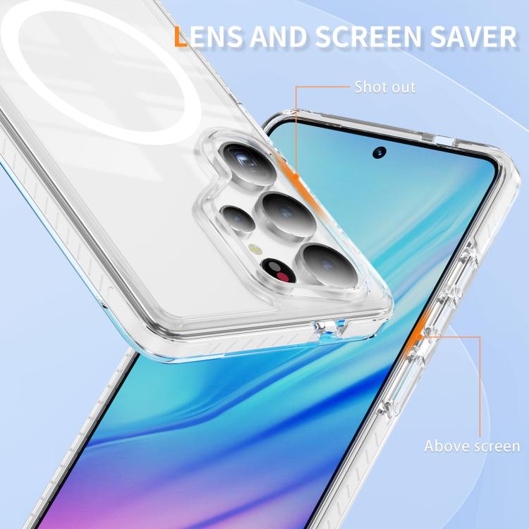 For Samsung Galaxy S25 Ultra 5G Crystal Shield Clear Magnetic Acrylic Hybrid TPU Phone Case