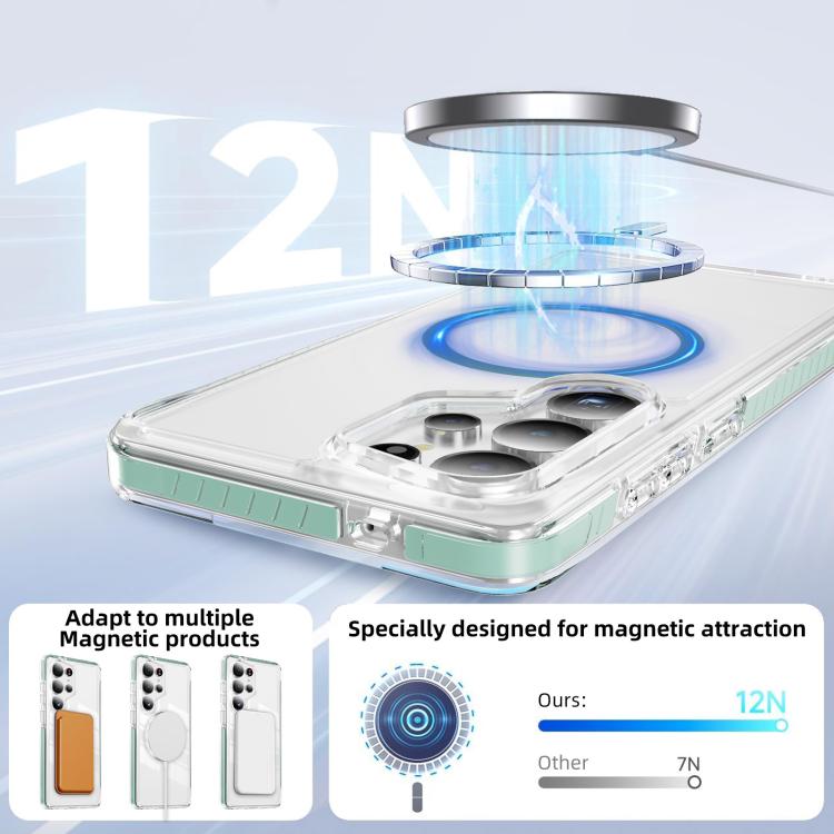 For Samsung Galaxy S25 Ultra 5G Crystal Shield Clear Magnetic Acrylic Hybrid TPU Phone Case