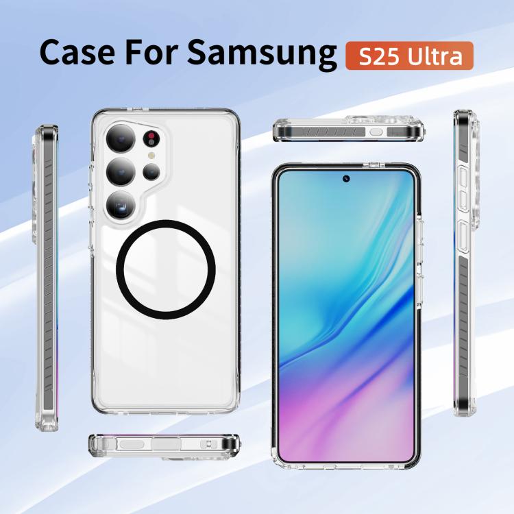 For Samsung Galaxy S25 Ultra 5G Crystal Shield Clear Magnetic Acrylic Hybrid TPU Phone Case
