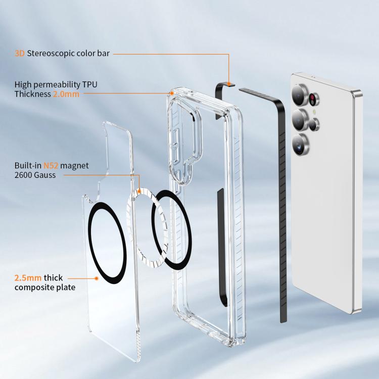For Samsung Galaxy S25 Ultra 5G Crystal Shield Clear Magnetic Acrylic Hybrid TPU Phone Case