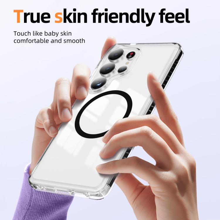For Samsung Galaxy S25 Ultra 5G Crystal Shield Clear Magnetic Acrylic Hybrid TPU Phone Case