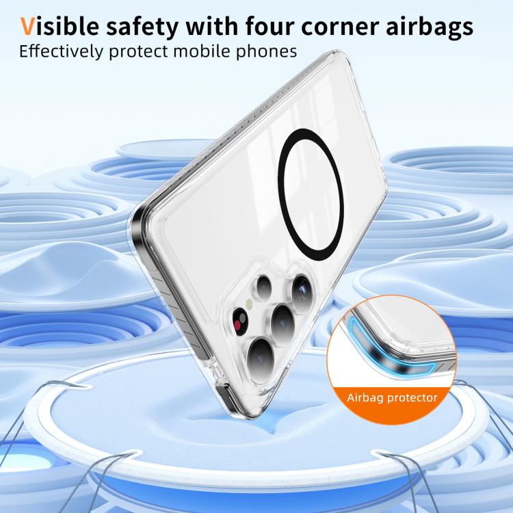 For Samsung Galaxy S25 Ultra 5G Crystal Shield Clear Magnetic Acrylic Hybrid TPU Phone Case