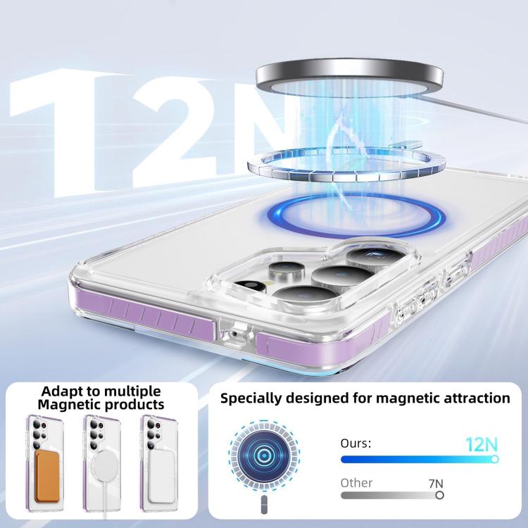 For Samsung Galaxy S25 Ultra 5G Crystal Shield Clear Magnetic Acrylic Hybrid TPU Phone Case