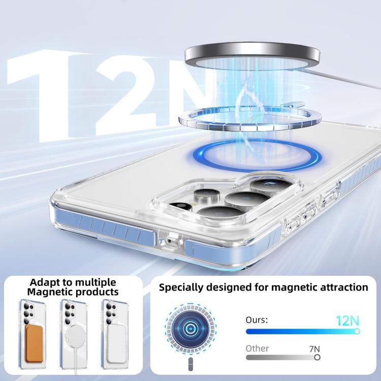 For Samsung Galaxy S25 Ultra 5G Crystal Shield Clear Magnetic Acrylic Hybrid TPU Phone Case