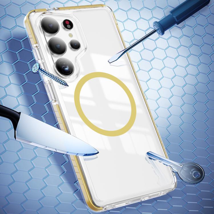 For Samsung Galaxy S25 Ultra 5G Crystal Shield Clear Magnetic Acrylic Hybrid TPU Phone Case