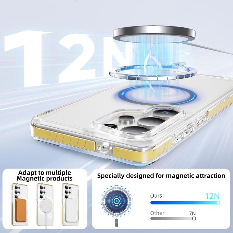 For Samsung Galaxy S25 Ultra 5G Crystal Shield Clear Magnetic Acrylic Hybrid TPU Phone Case