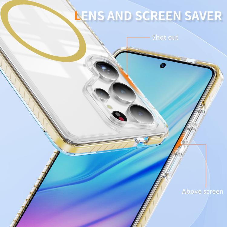 For Samsung Galaxy S25 Ultra 5G Crystal Shield Clear Magnetic Acrylic Hybrid TPU Phone Case