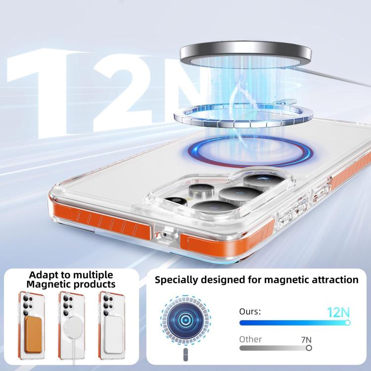 For Samsung Galaxy S25 Ultra 5G Crystal Shield Clear Magnetic Acrylic Hybrid TPU Phone Case