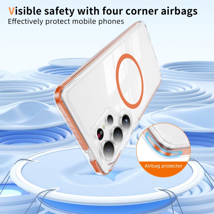 For Samsung Galaxy S25 Ultra 5G Crystal Shield Clear Magnetic Acrylic Hybrid TPU Phone Case