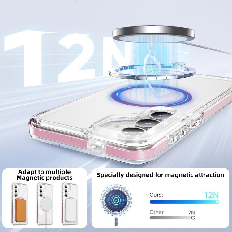 For Samsung Galaxy S25 FE 5G Crystal Shield Clear Magnetic Acrylic Hybrid TPU Phone Case