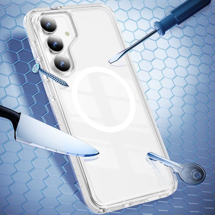 For Samsung Galaxy S25 FE 5G Crystal Shield Clear Magnetic Acrylic Hybrid TPU Phone Case