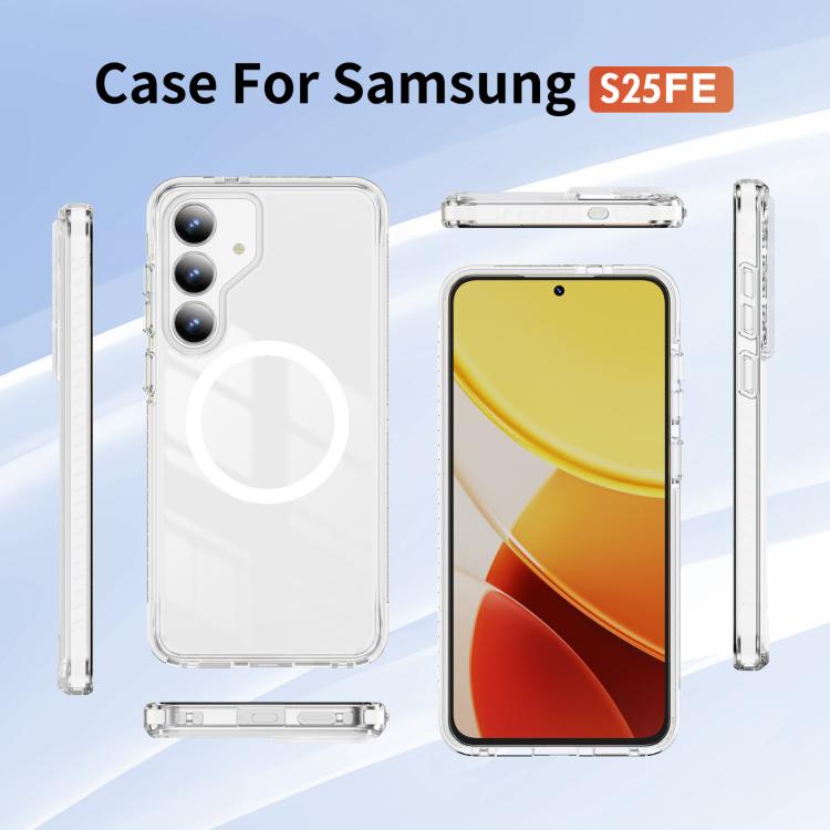 For Samsung Galaxy S25 FE 5G Crystal Shield Clear Magnetic Acrylic Hybrid TPU Phone Case