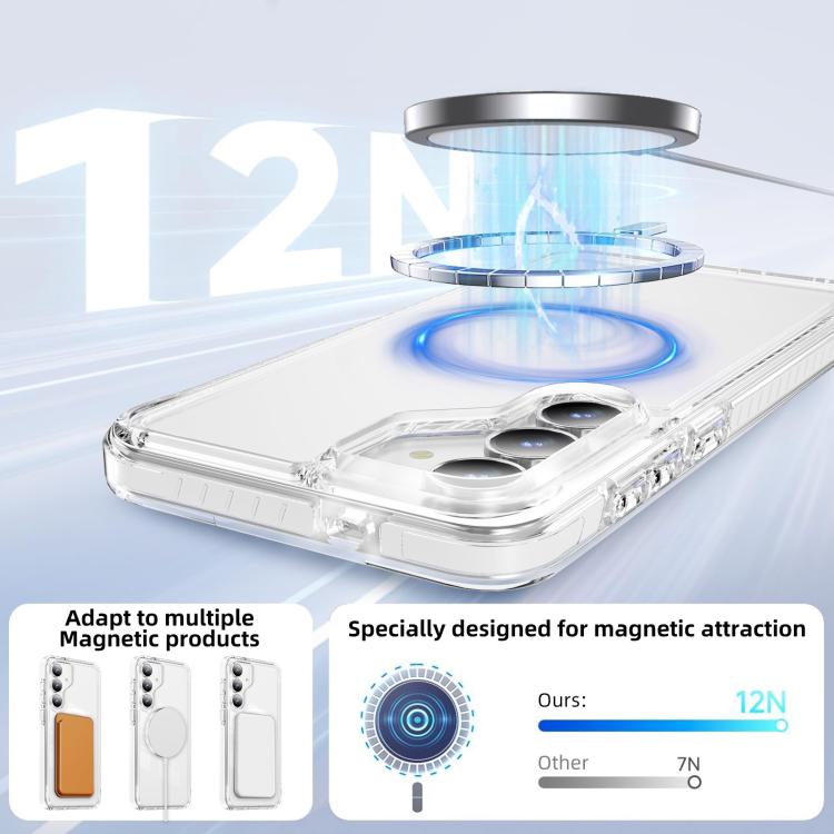 For Samsung Galaxy S25 FE 5G Crystal Shield Clear Magnetic Acrylic Hybrid TPU Phone Case