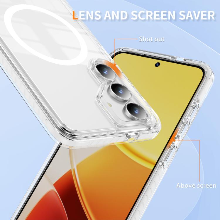 For Samsung Galaxy S25 FE 5G Crystal Shield Clear Magnetic Acrylic Hybrid TPU Phone Case