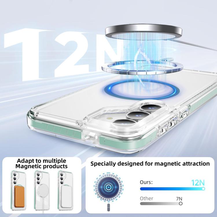 For Samsung Galaxy S25 FE 5G Crystal Shield Clear Magnetic Acrylic Hybrid TPU Phone Case