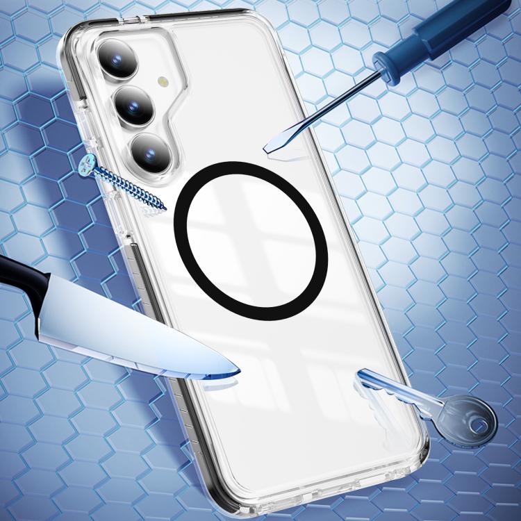 For Samsung Galaxy S25 FE 5G Crystal Shield Clear Magnetic Acrylic Hybrid TPU Phone Case