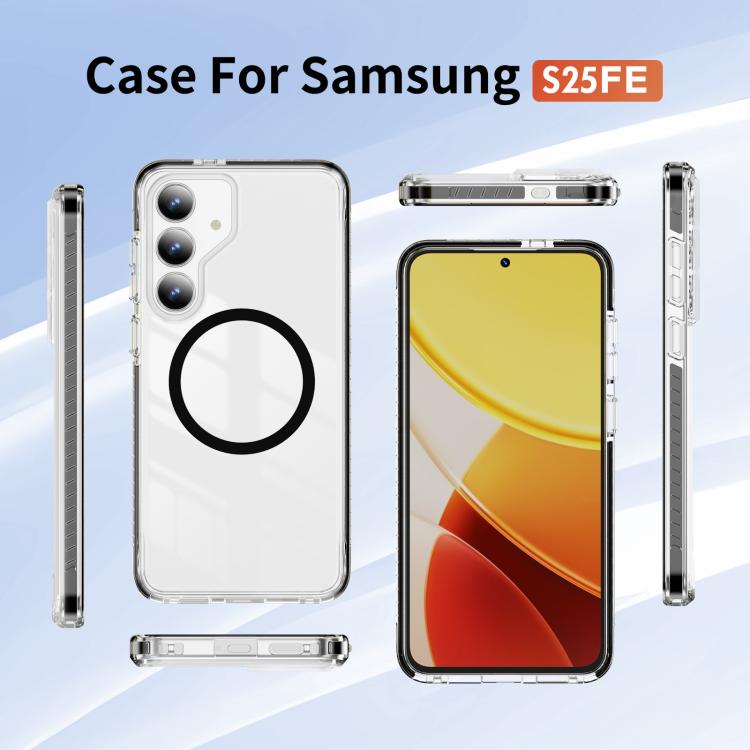 For Samsung Galaxy S25 FE 5G Crystal Shield Clear Magnetic Acrylic Hybrid TPU Phone Case