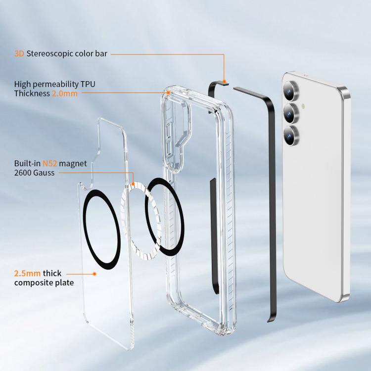 For Samsung Galaxy S25 FE 5G Crystal Shield Clear Magnetic Acrylic Hybrid TPU Phone Case
