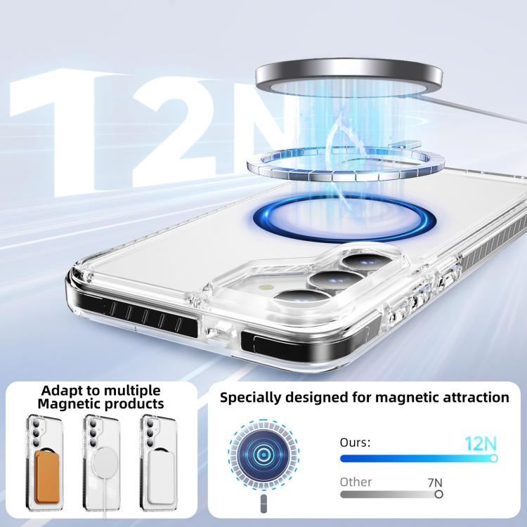 For Samsung Galaxy S25 FE 5G Crystal Shield Clear Magnetic Acrylic Hybrid TPU Phone Case